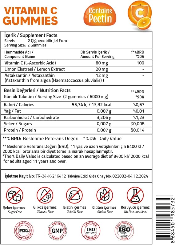 Validus Astaksantin 12 Mg + Vitamin C Gummies