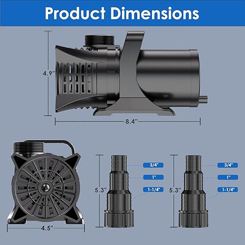 Miniatura 7 de AquaMiracle Bomba de agua sumergible de 1800 GPH con certificación UL con cable de 20 pies, adaptadores y bolsa de filtro, bomba de fuente de agua