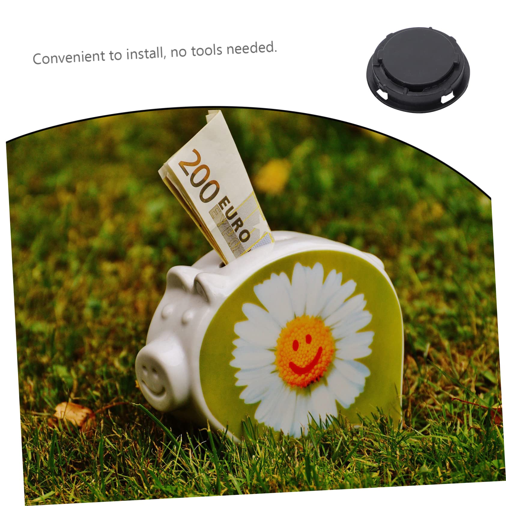 HOUDERCO 50Pcs Black Closure Plugs for Piggy Banks and Plaster Dolls Durable Plastic Stoppers for Coin Savings Fit Inserts for Deposit Boxes and Figurines