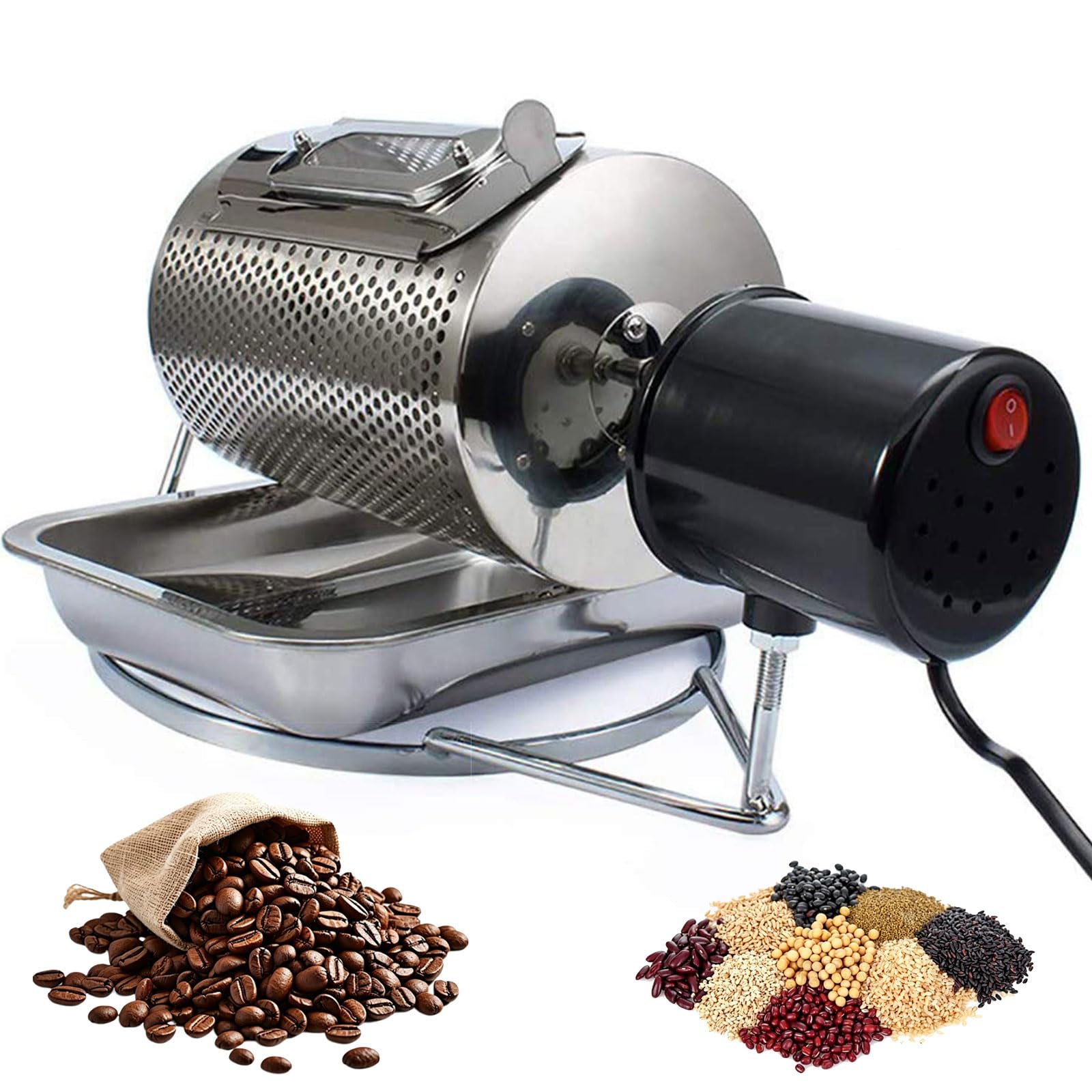 YXYLJOZ Coffee Beans Roaster 250g, Electric Drum Coffee Roaster with Visible Window & Stainless Steel Tray, Household Grain Nut Roaster for Peanut Nut Bean Roast Shop Home