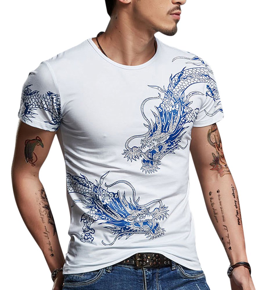 CRBTCRBT Mens Form Fitting T Shirt Soft Cool Unique Short Sleeves Top Muscle Cotton Shirts