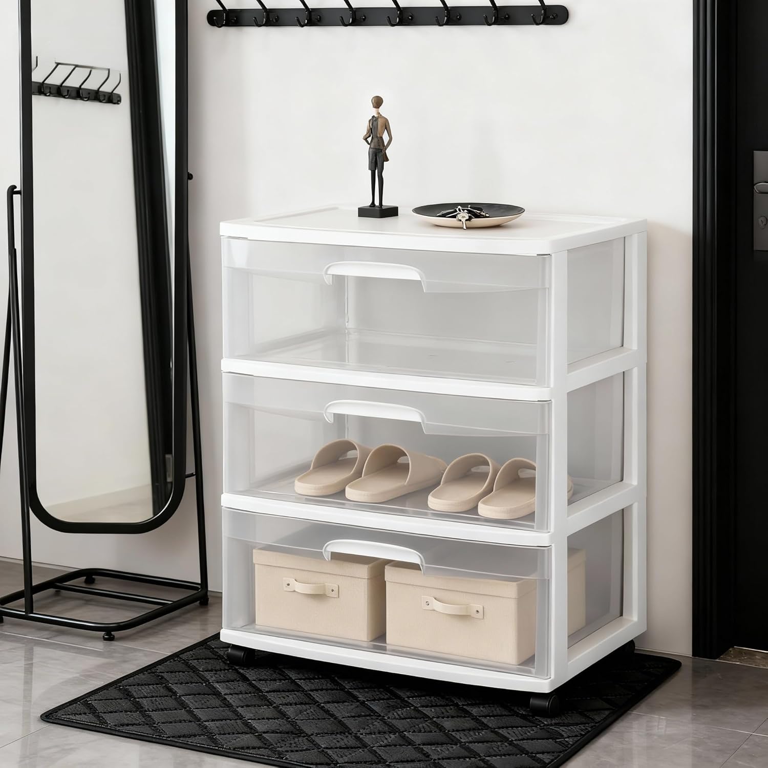 3 drawer storage cart white - Image 2