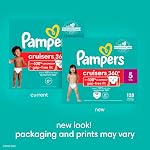 Pampers Couches - Croiseurs 360 degrés - Taille 5, 128 Compte, jusqu'à 100% Fit étanche, conçu pour les bébés actifs, tirer sur la couche, EZ Tabs off conçus pour des changements faciles