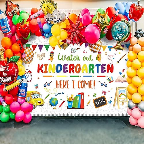 Miniatura 2 de MEHOFOND Fondo blanco de 7 x 5 pies para jardín de infantes para el regreso a clases, fondo de jardín de infantes, con texto en inglés "Here I Come