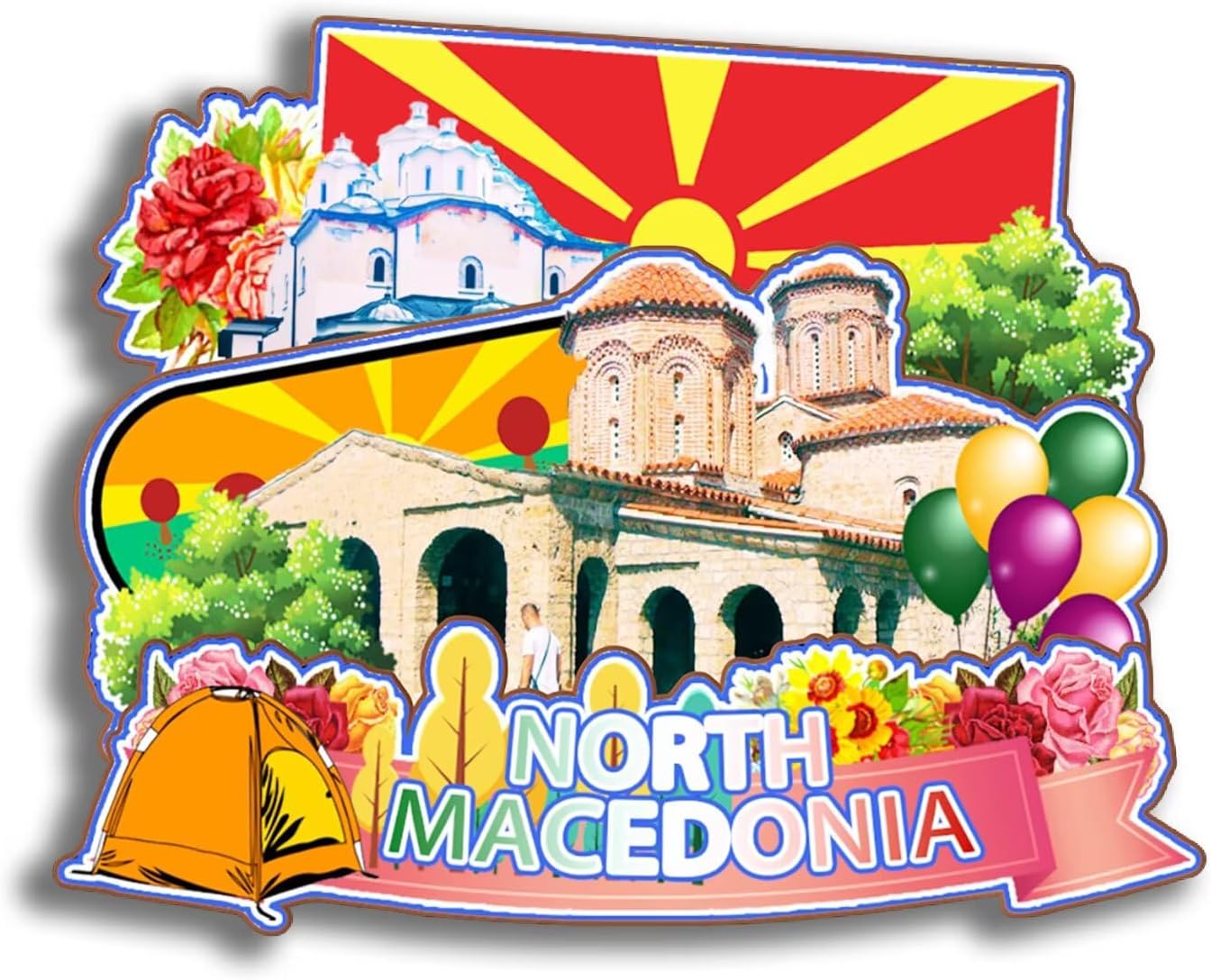 Dwutahcy 3D Wooden Fridge Magnet for North Macedonia City Travel Souvenirs Refrigerator Sticker Home Kitchen Decorations Gifts