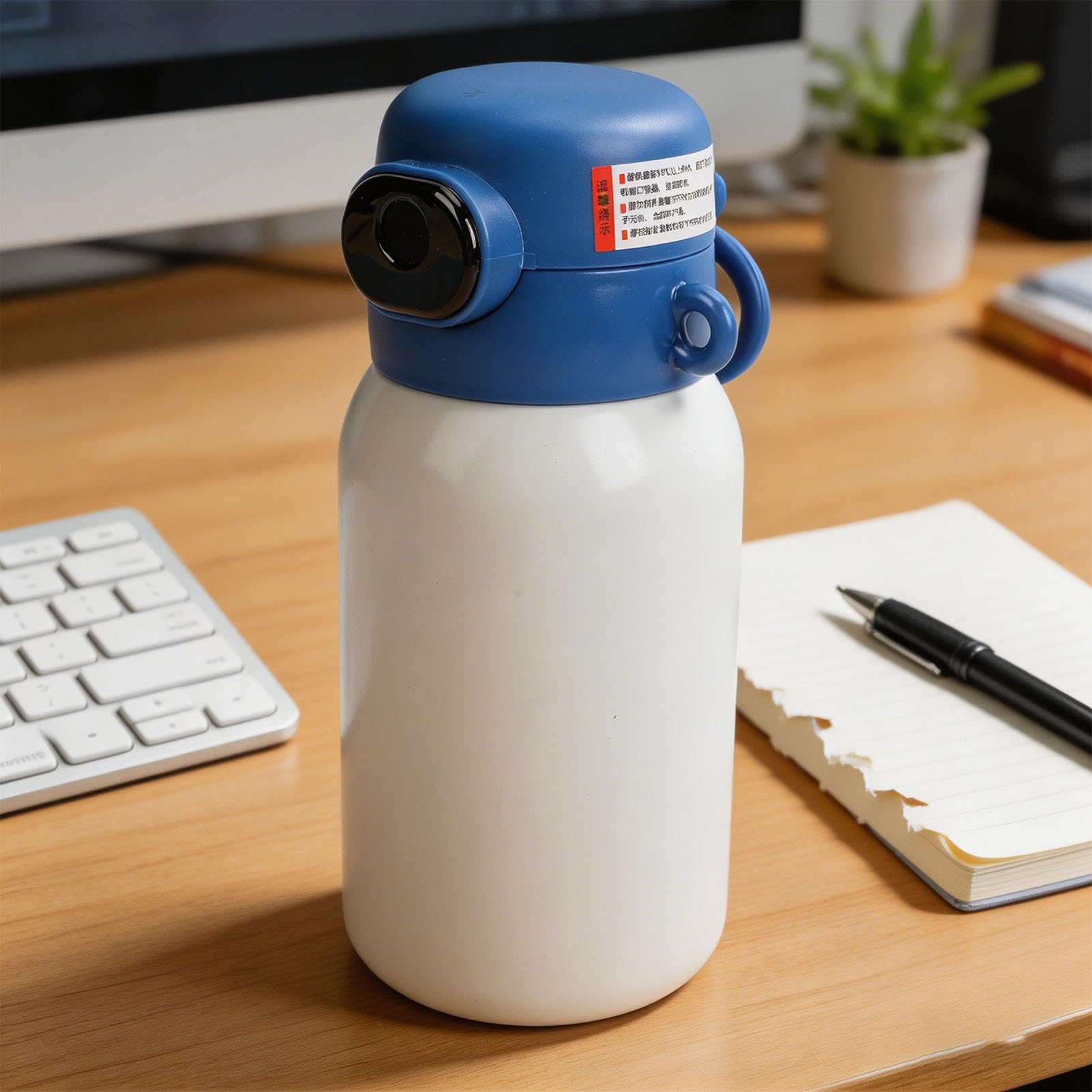 Asixxsix Bottiglia D'acqua Isolata, Sblocco con Impronta Digitale Borraccia Isolata in Acciaio Inossidabile IPX7 Borraccia Sportiva da 550 Ml con Blocco Intelligente