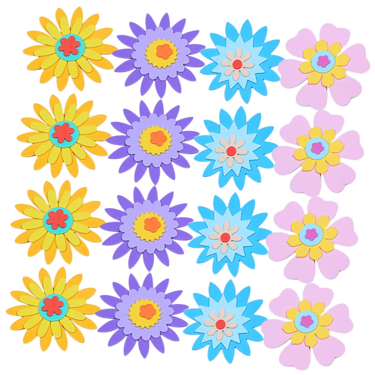 Autocollants mousse fleurs faciles à coller : kit déco murale 84 pièces