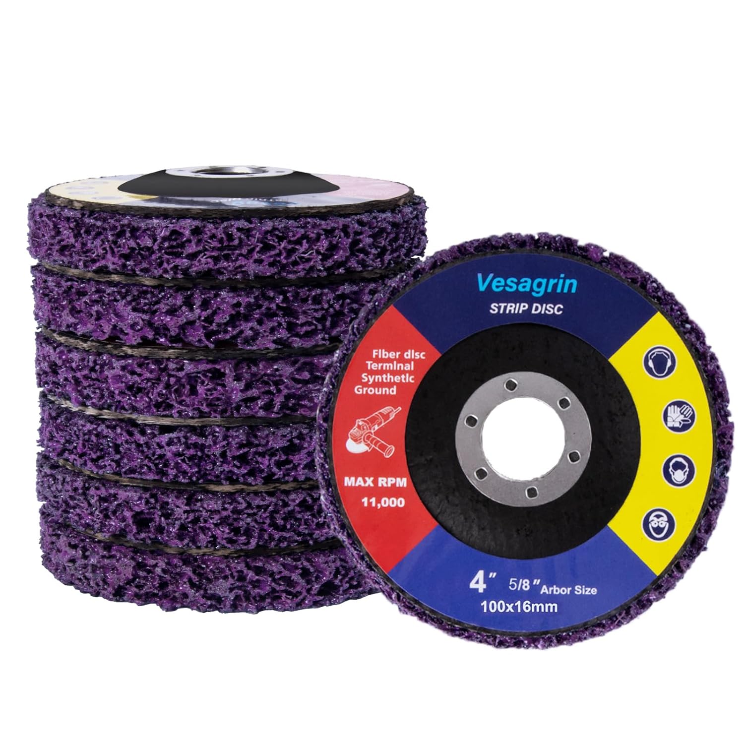 4 inch Stripping Discs Rust Remover Discs Remove Paint and Oxidation 5/8 inch Arbor Clean Discs Poly Strip Disc Angle Grinding Wheel - 12 Pack(Purple+Black+Green)