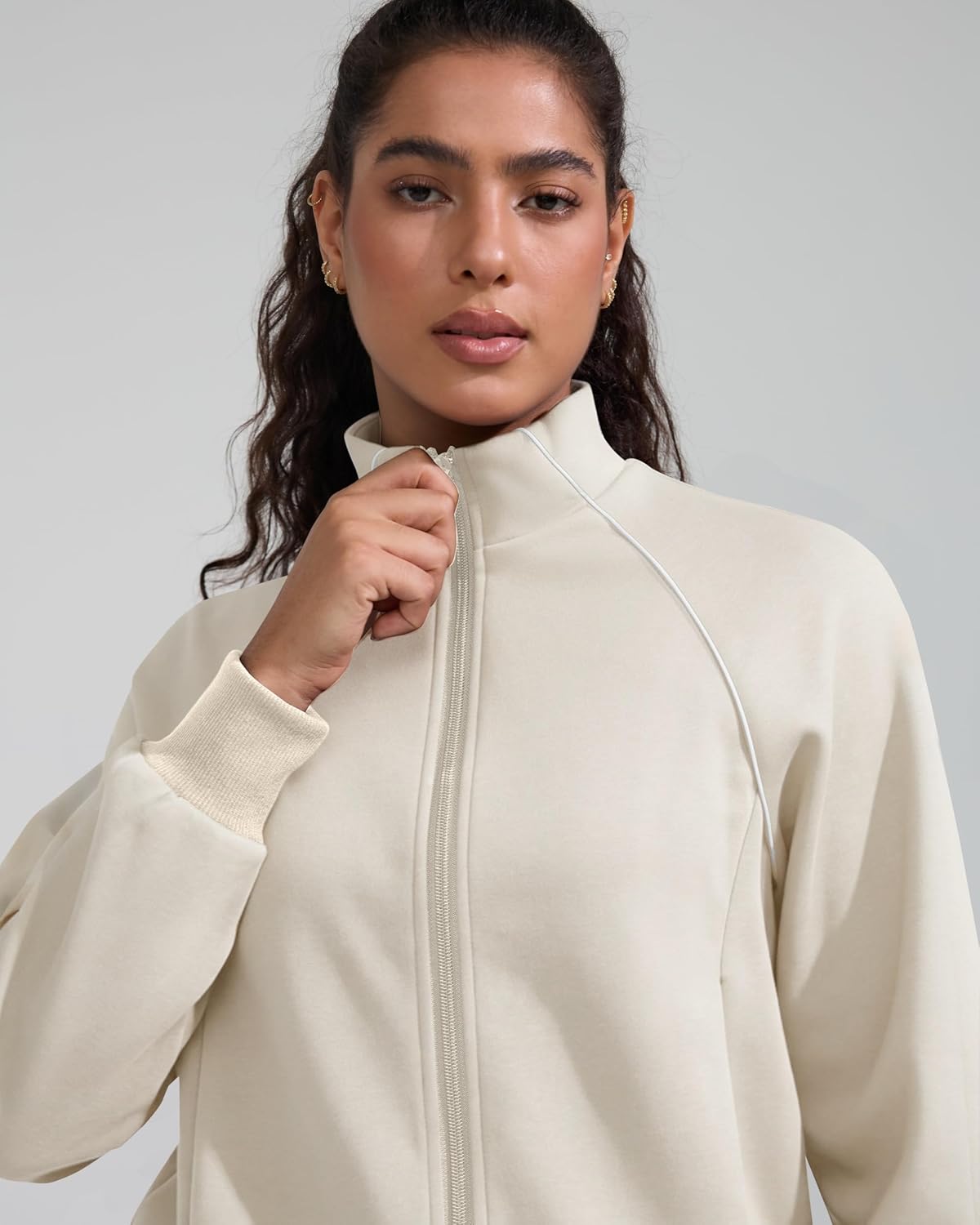 Womens 2 Piece Outfits 2025 Casual Zip Up Sweatsuits Lounge Set Airport Travel Wide Leg Pants Striped Tracksuit - Image 5