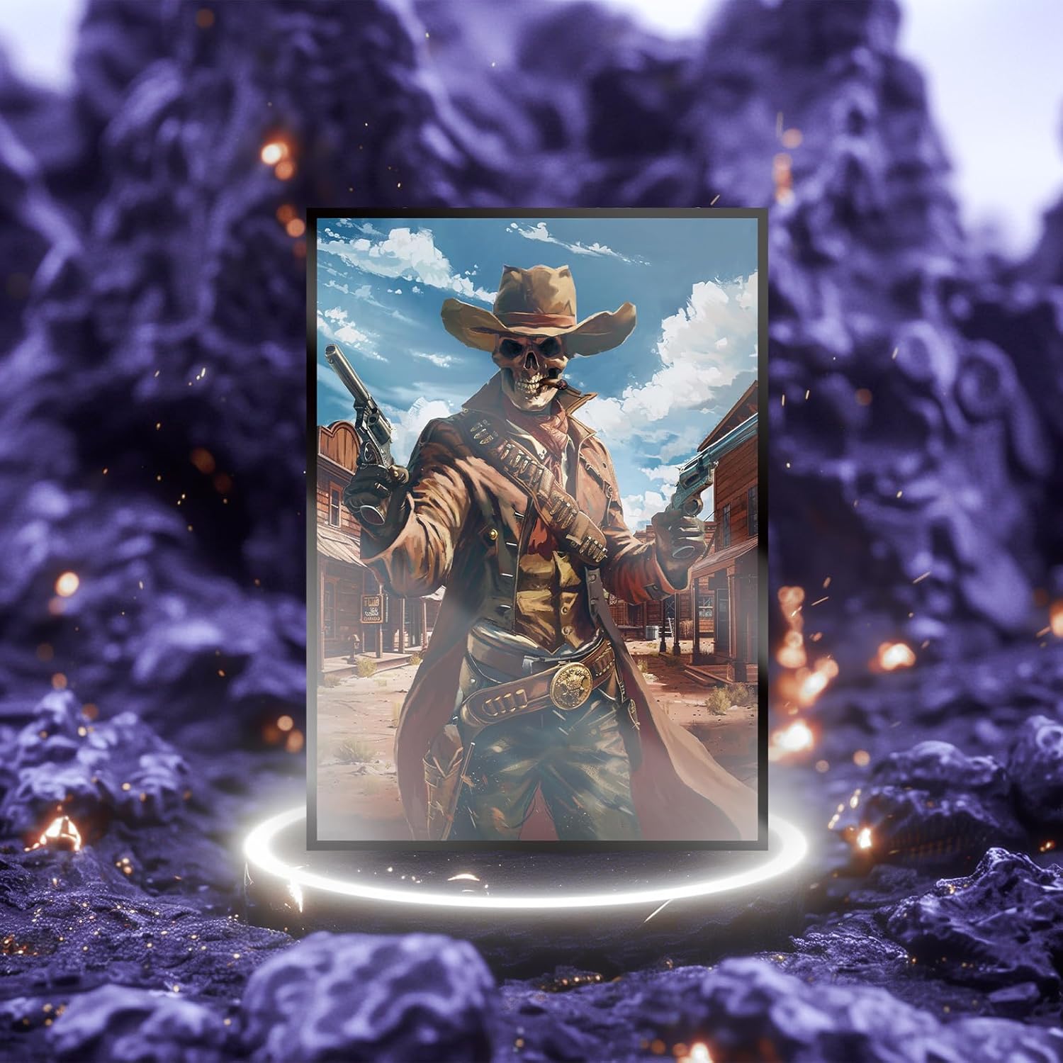 MTG Card Sleeves 100CT (Skull Outlaw), Matte Art Card Sleeves, Matte Back & Clear Front, 66x92mm