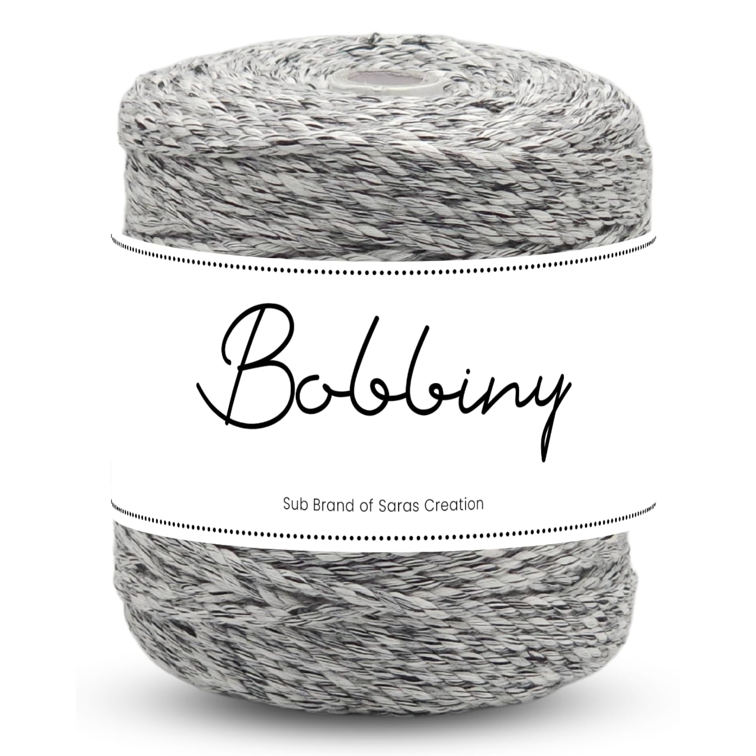 Bobbiny | 3 Ply Twisted Macrame Cotton Cord Dori (Roll Packaging) Thread for Macrame DIY and Other Projects | Black White Mix | 4mm,100 Meter
