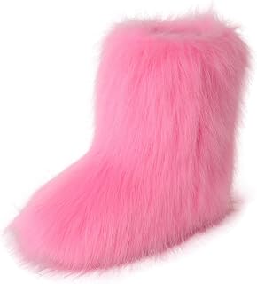 Women's Furry Boots 2025furry Fluffy Short Snow Boot mid-Calf Boots Warmcomfortable Outdoor Fur Shoes