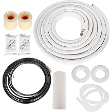 25FT 1/4 Inch and 3/8 Inch Air Conditioning Cooling Connection Hose Mini Split Line Set Fit for Mini Split Air Conditioner