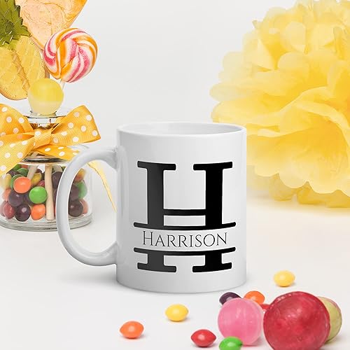 Miniatura 3 de Taza de café personalizada con monograma, letra inicial H, personalizada para mujeres, hombres, niñas, niños, papás, mamás, amigos, taza de café