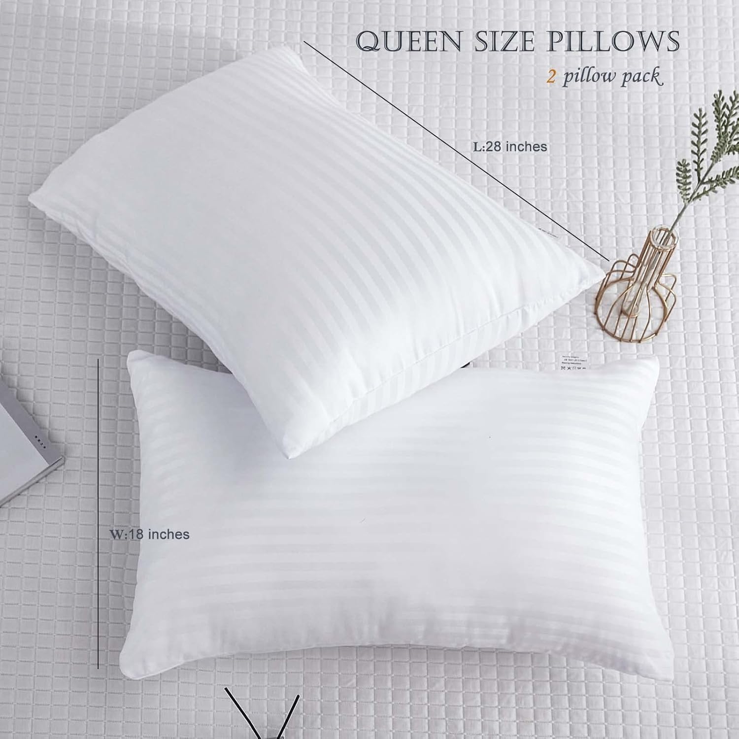 Reberyle Bed Pillows for Sleeping 2 Pack, Queen Size Premium Quality Ultra Soft Bed Pillows, Luxury Breathable Fluffy Hotel Pillow for Back & Side Sleepers