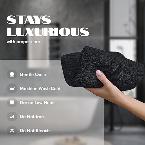 Vista 67 de White Classic Bleach Safe - Toallitas de maquillaje negras para limpieza facial, paquete de 6, toallas de maquillaje negras de algodón de lujo súper