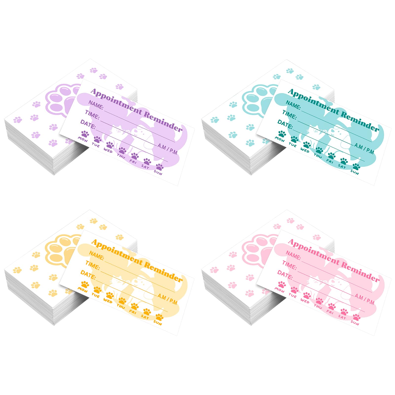 RUIFUU Pet Grooming Appointment Reminder Card,240Pcs Paw Prints Appointment Business Cards Groomings Report Card for Pet Care Dog Spa Client Reminder Vet Office