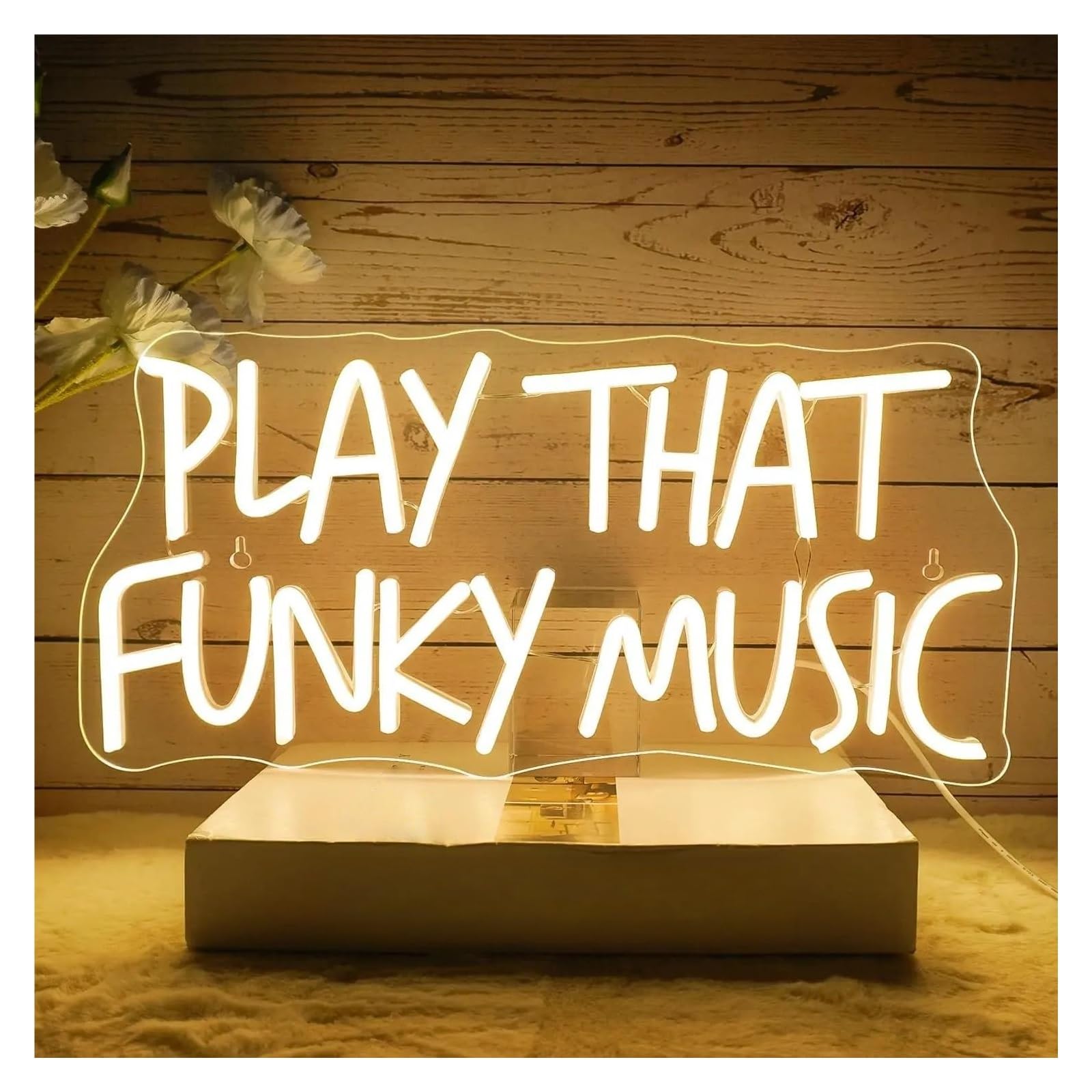 RONGCH Hanging Art Neon Signs Play that Funky Music Neon Sign Letter LED Light Dimmable for Bedroom Club Party Bar Men Cave Music Karaoke Wall Decor 42cmx20cm