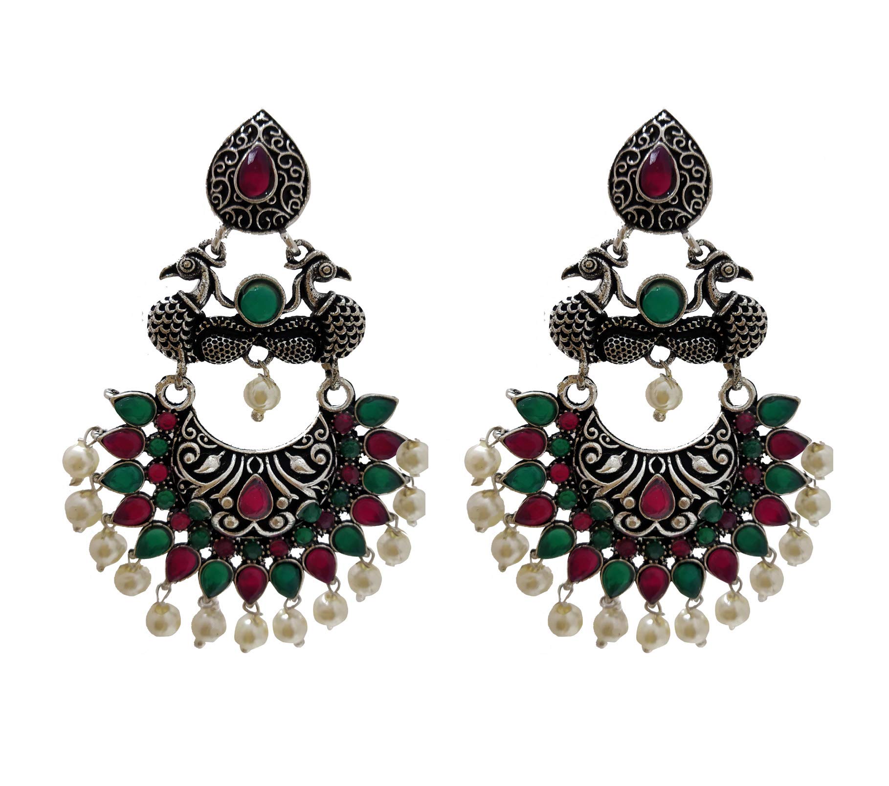 PV Pushpavalli Fashions Traditional Silver Plated Temple Designer Oxidised Jhumki Jhumka Earrings for Women and Girls (B08KLFHDZD) Amazon Price History, Amazon Price Tracker