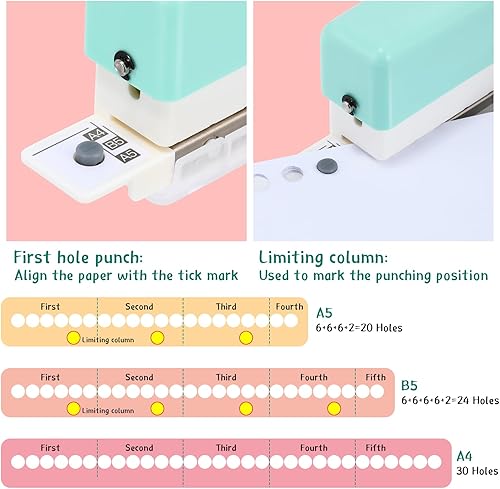 Miniatura 5 de ReliThick El juego de 52 piezas de encuadernación incluye 1 perforador de 6 agujeros, 1 máquina de encuadernación de un solo agujero, 20 anillos de