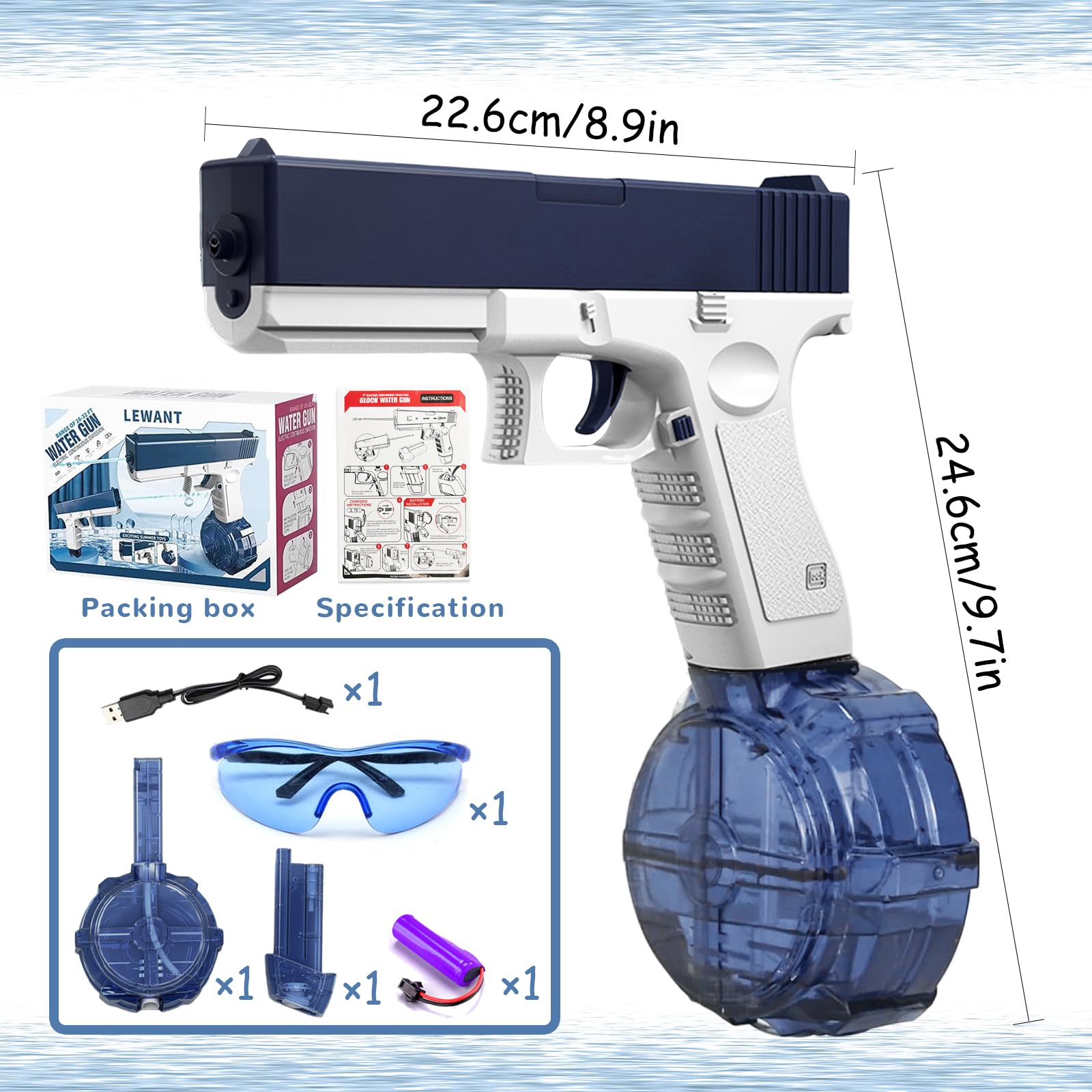 Pistola ad Acqua Elettrica, Pistola ad Acqua, Pistole ad Acqua per Bambini, Pistola Acqua, Pistola a Spruzzo ad Acqua Elettrica, Pistole d'acqua, Giocattolo per Combattimento, Estate, all'aperto (B)