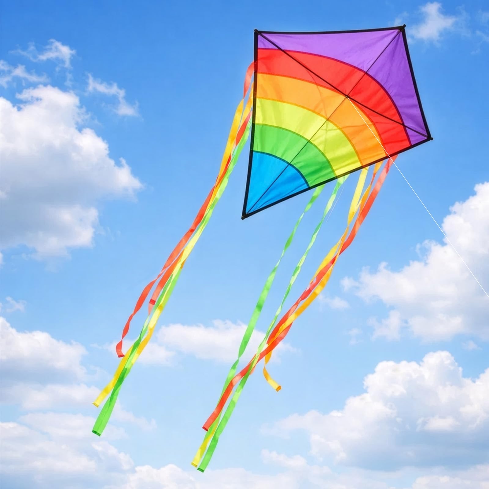 EVERGOODS Kite for Kids & Adults, Rainbow Eddy Diamond Kites for Children, Kites for Kids Ages 4-8 Easy to Fly, Kite & Flying Toys Outdoor Beach Toys Games for Kid and Adults Beginners (Purple)