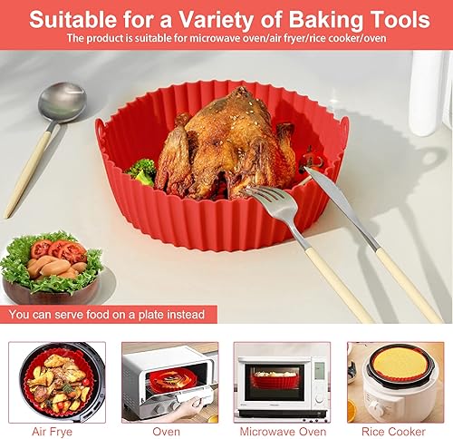 Miniatura 2 de Forros de silicona para freidora de aire con hoja magnética para freidora de aire para freidora de aire de 3 a 7 cuartos de galón silicona