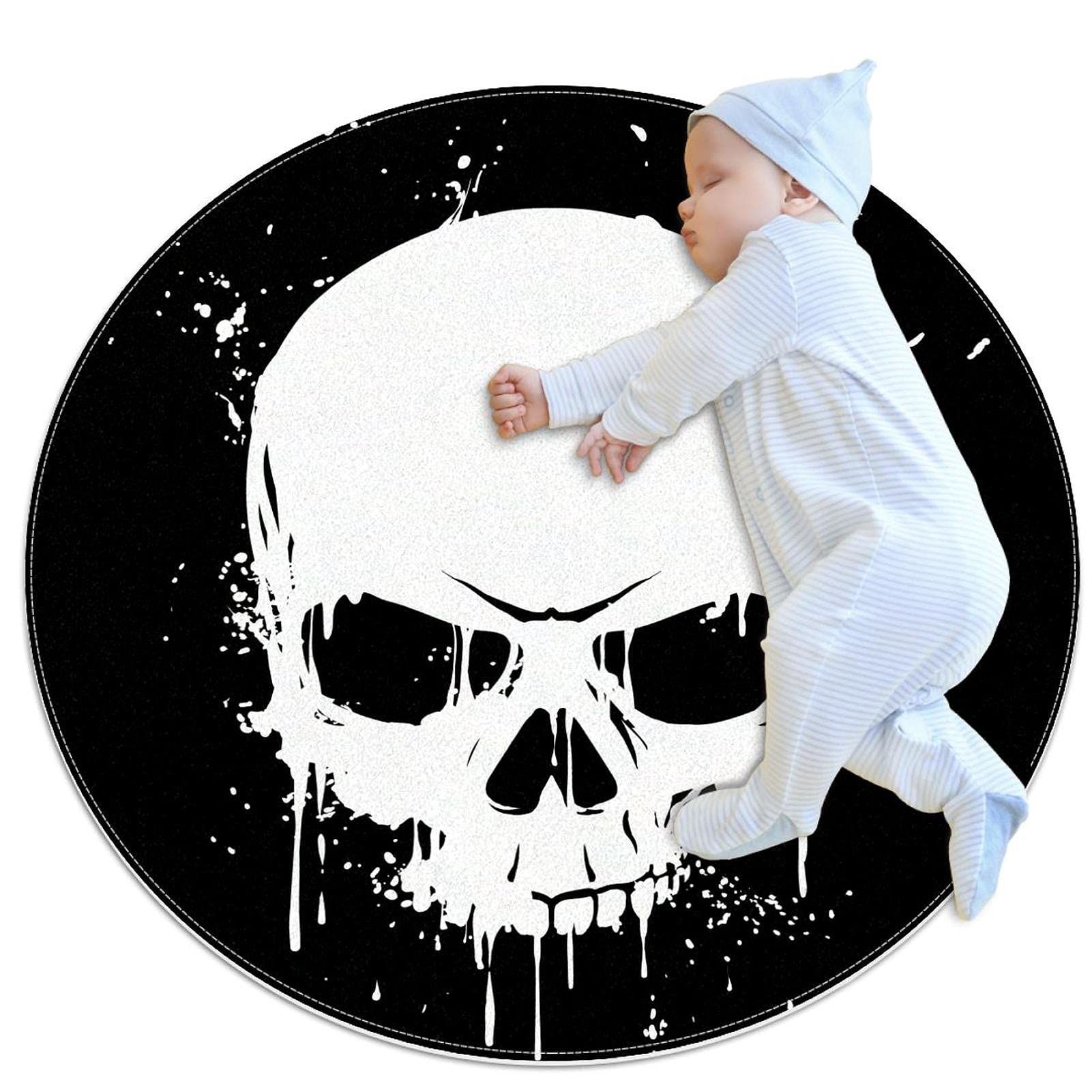Tapis de jeu rond crâne lavable pour protéger les enfants du sol froid