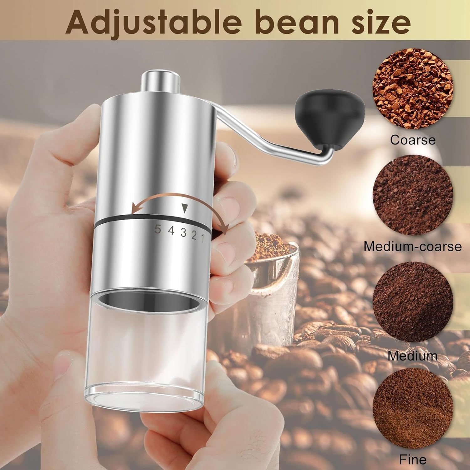 Wancle Manual Coffee Grinder - 5 Grind Settings -8