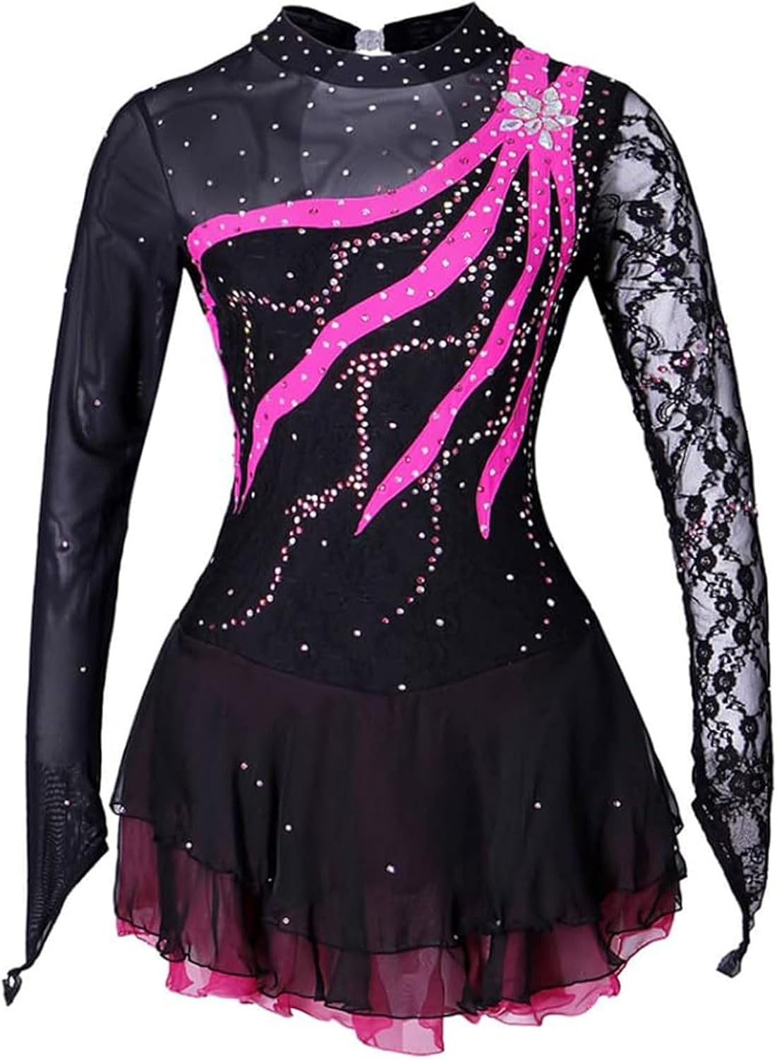 Figure Skating Skirt for Girls Long Sleeve Ice Skate Dance Dresses Ballet Rhythmic Competition Clothing