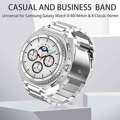 Vista 90 de GOLDTOLUCK Stainless Steel Band Compatible with Samsung Galaxy Watch 8 7 6 5 4 Classic FE Pro 40mm 44mm 46mm 43mm 47mm 45mm 42mm 20mm Men Women Negro