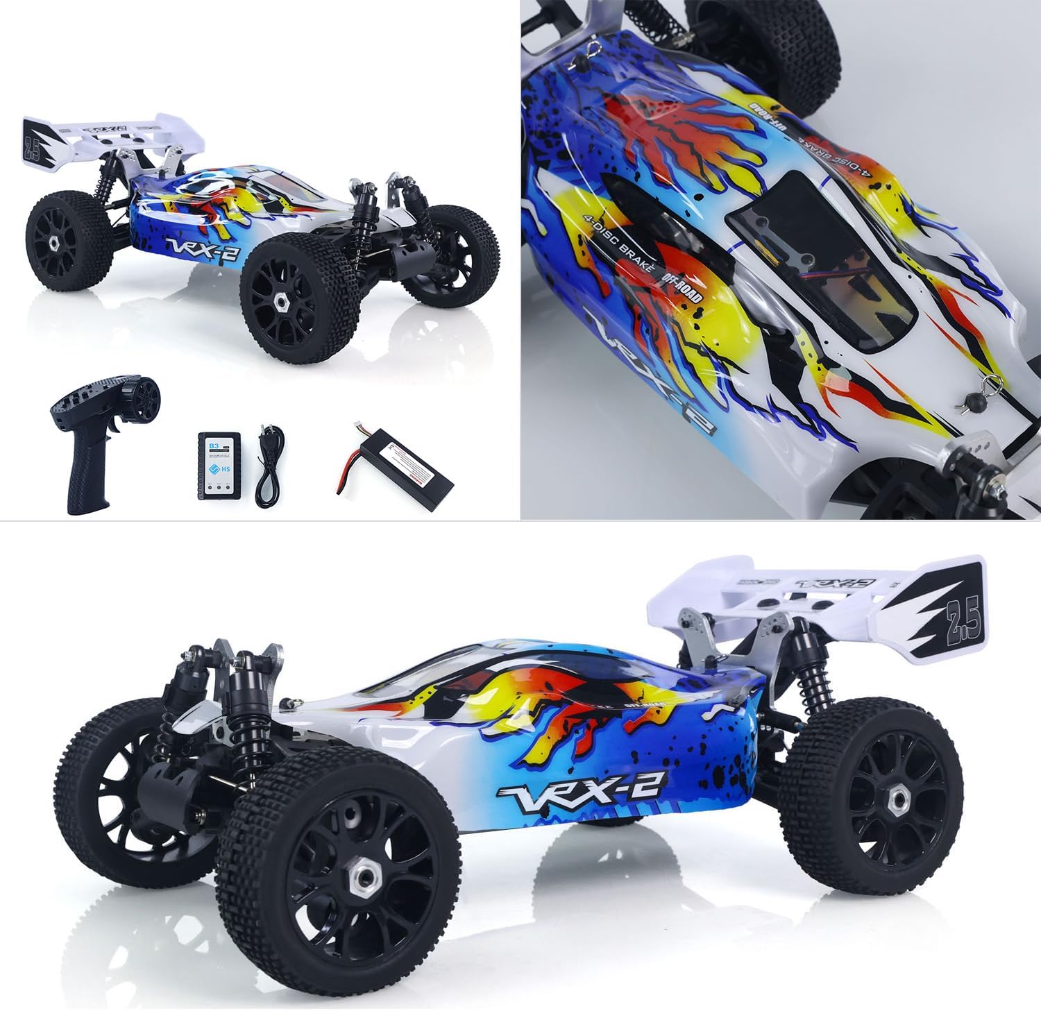 TOUCAN RC HOBBY 1/8 VRX RH812 Remote Control Off Road Vehicle AWD High Speed RC Model Car 6KG Servo Metal Upper Control Arms Rear Wing Charger