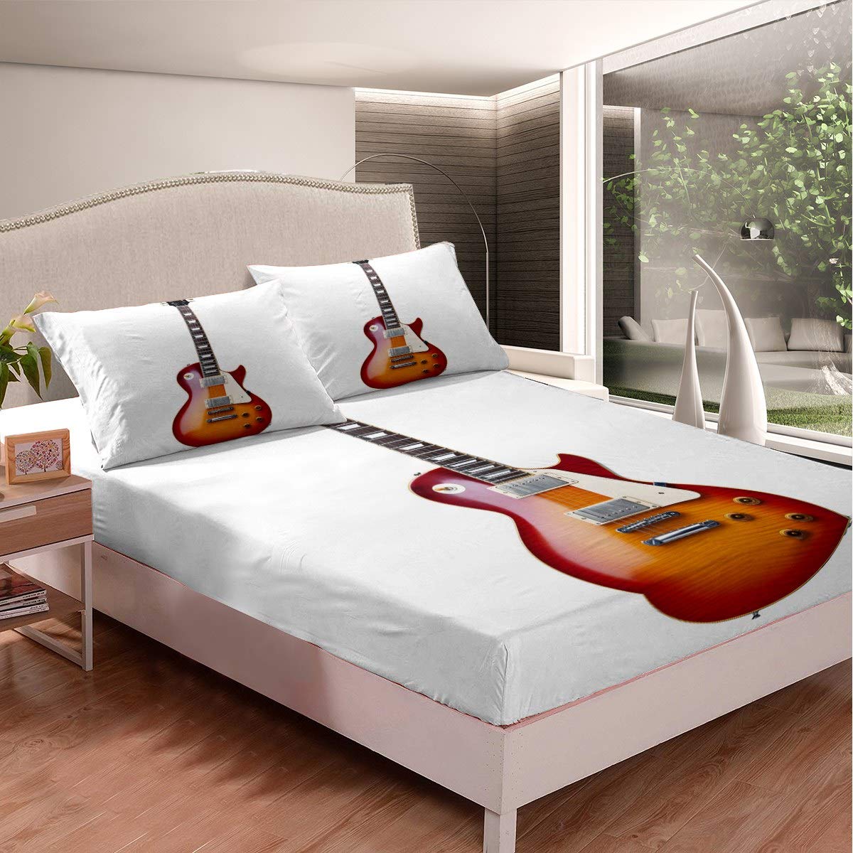 Amazon.com: Feelyou Electric Guitar Bed Sheet Set Rock Music Themed Sheets  for Kids Boys Girls 3D Guitar Printed Bedding Set Musical Instruments Fitted  Sheet Bedroom Collection 3Pcs Queen Size : Home u0026