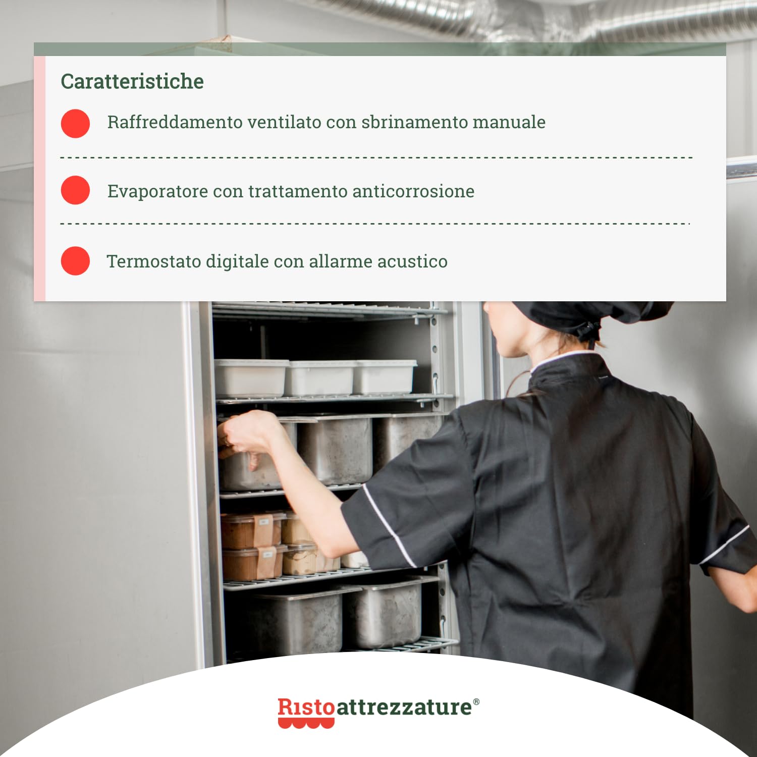 Ristoattrezzature Abbattitore surgelatore di temperatura professionale 3 teglie GN 2/3 fino a -38° C 0.42 kW - RA