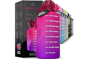 Half Gallon Motivational Water Bottle with Time Marker and Straw, 2.2L Leakproof...