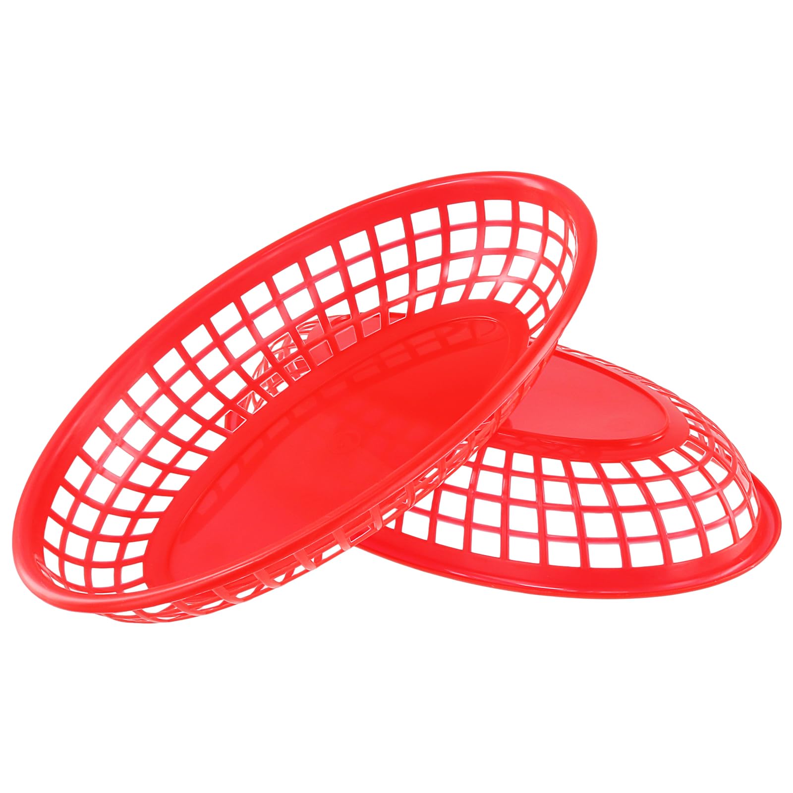 NINGWAAN Set 24 Cestini In Plastica Rossa Per Fast Food, 27x18 Cm, Ovali, Impilabili, Per Pane, Patatine, Hamburger - 6