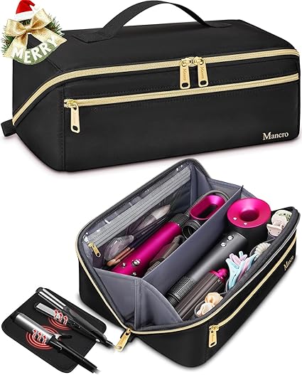 Mancro Hair Tools Travel Bag Compatible with Shark Flexstyle, Wide-open Hot Hair Tool Organizer with Separate Heat Resistant Mat, Hair Accessories Organizer for Straighteners, Curling Iron