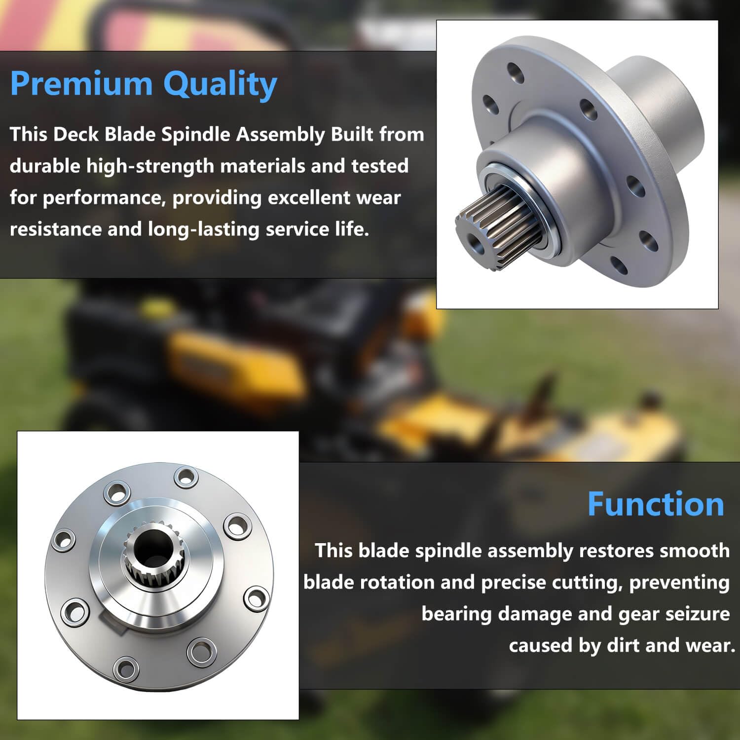 918-05125 918-05132 - Conjunto de husillo de hoja de cortacésped compatible con Cub Cadet Tank S S6031 S6032 M72 M60 M54 M48 LP LC, repuesto de husillo de cuchilla de cortacésped # 01003532P