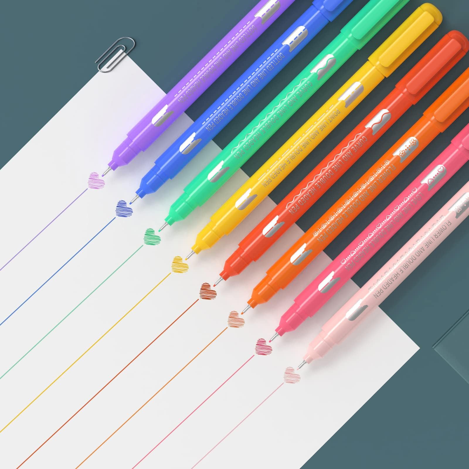 AECHY Dual Tip Highlighters - 8 Colors, 8 Patterns -4