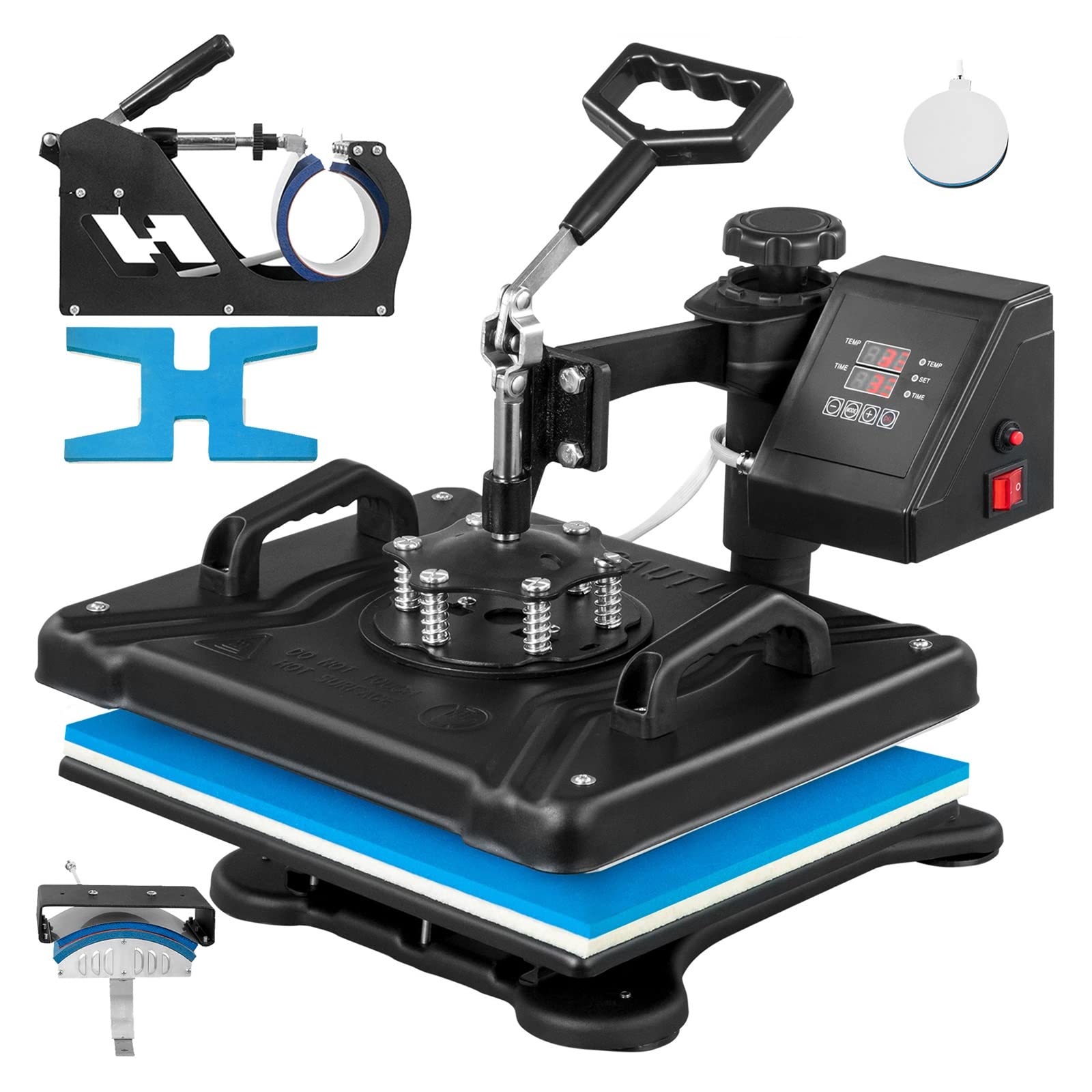 Presse à chaud 12x15 pouces 5 en 1 pour sublimation de t-shirts et casquettes