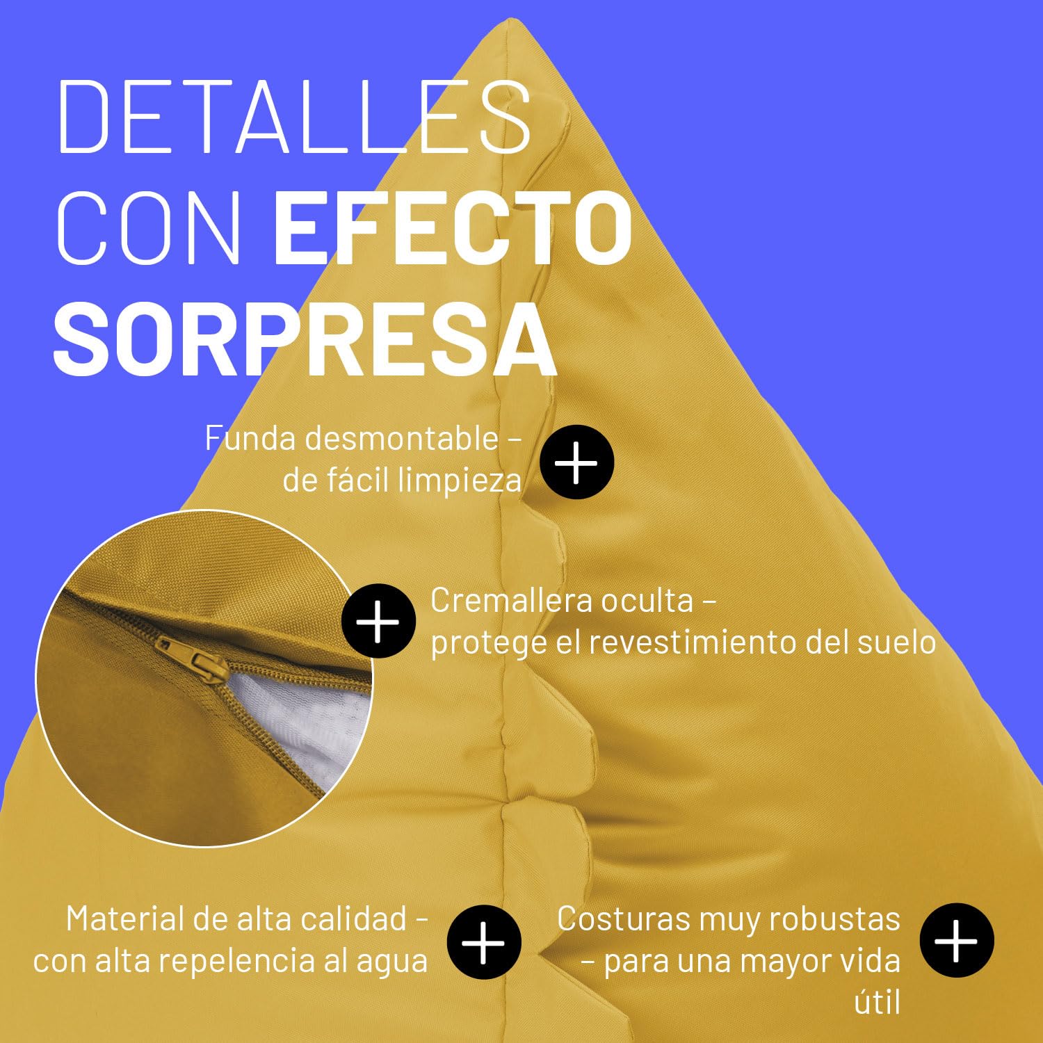 Lumaland Puf infantil Monster | Puf Animal Familia | Bolsa impermeable | Fácil cuidado | 80 x 80 x 70 cm, 2,9 kg [amarillo]