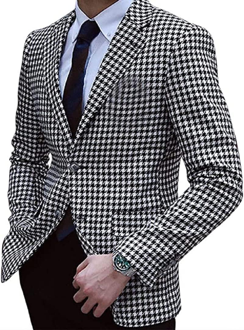 Boys Suit Set 2 PCS Houndstooth Slim Fit Dresswear Outfit Blazer Pants
