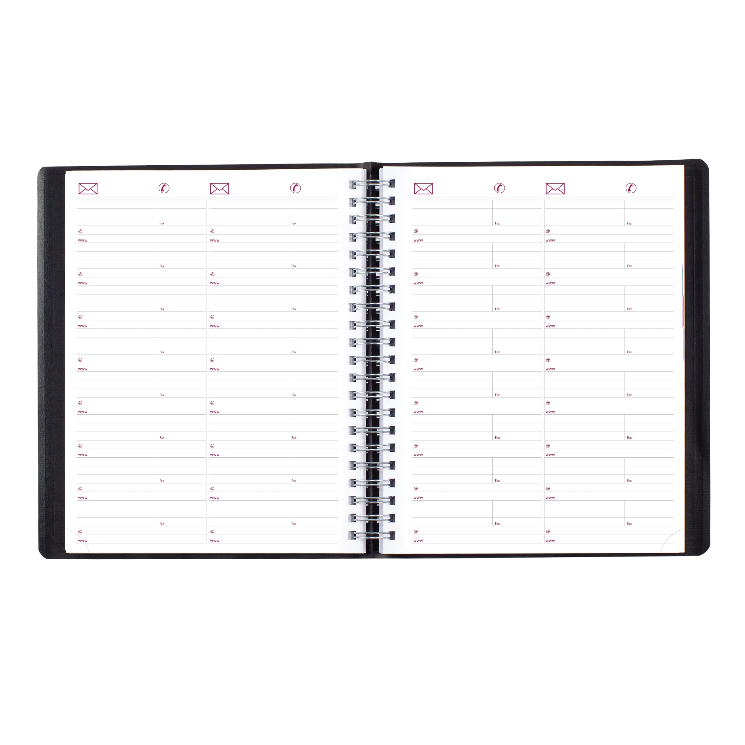Brownline® Essential CB960.BLK - Agenda giornaliera professionale per quattro persone, 12 mesi, da gennaio a dicembre, rilegatura a doppio filo, 27,9 x 21,6 cm, colore: nero
