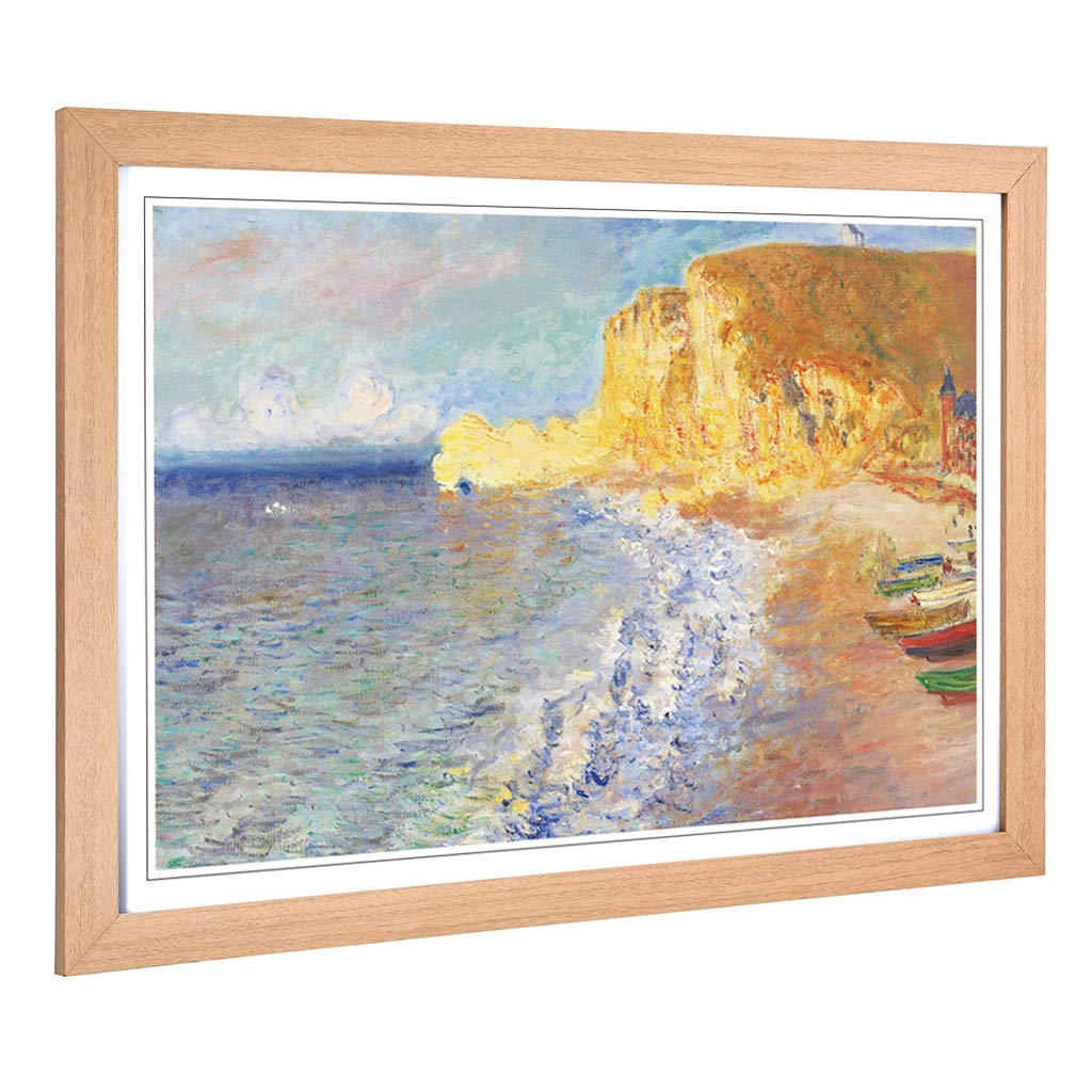 Big Box Art Framed Print of Claude Monet Morning in Etretat Design | Wall Art Picture | Home Decor for Kitchen, Living Room, Bedroom, Hallway, Oak, A2 / 24.5x18 Inch / 62x45cm