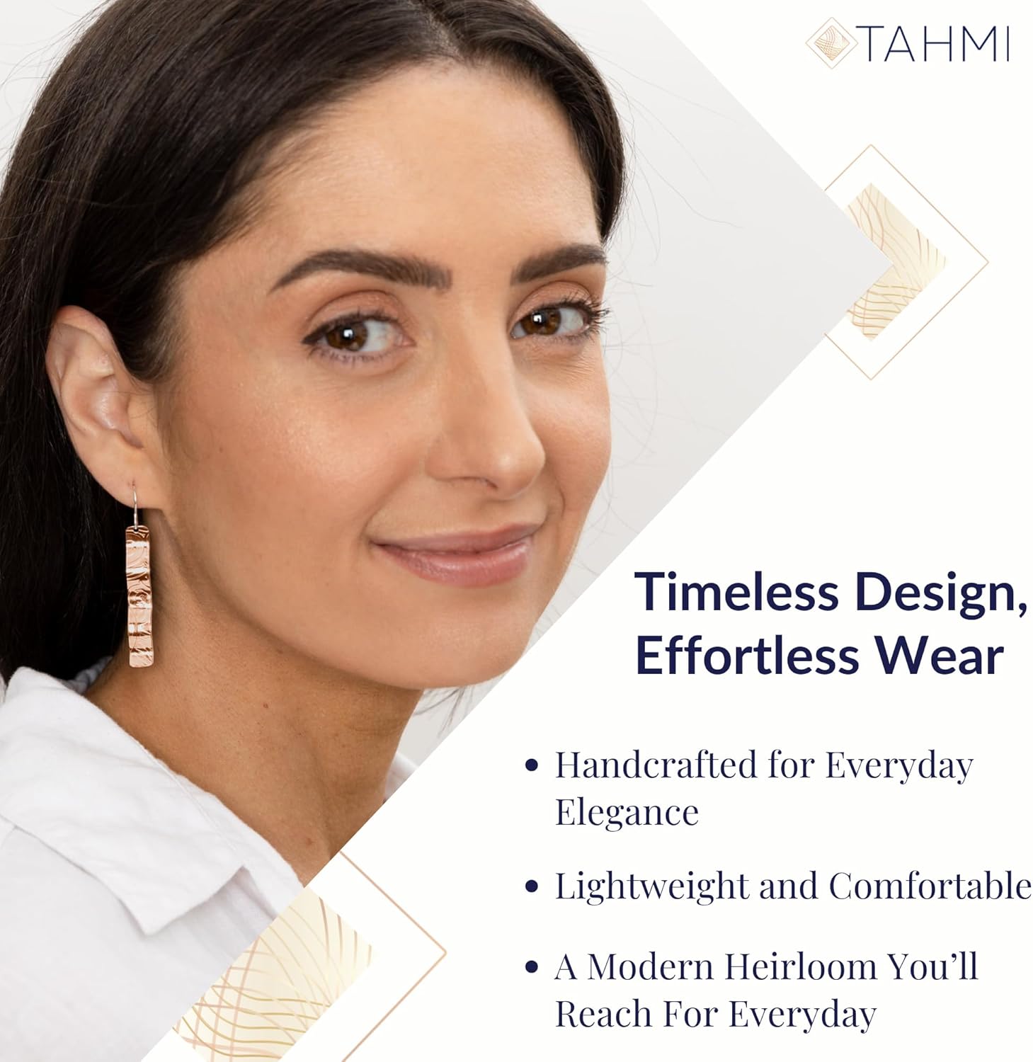 Handcrafted 2 Inch Long Dangle Earrings for Women | Lightweight Wavy Sculpted Drop Earrings | Available in Sterling Silver or Copper | Jewelry Gift Idea for Her