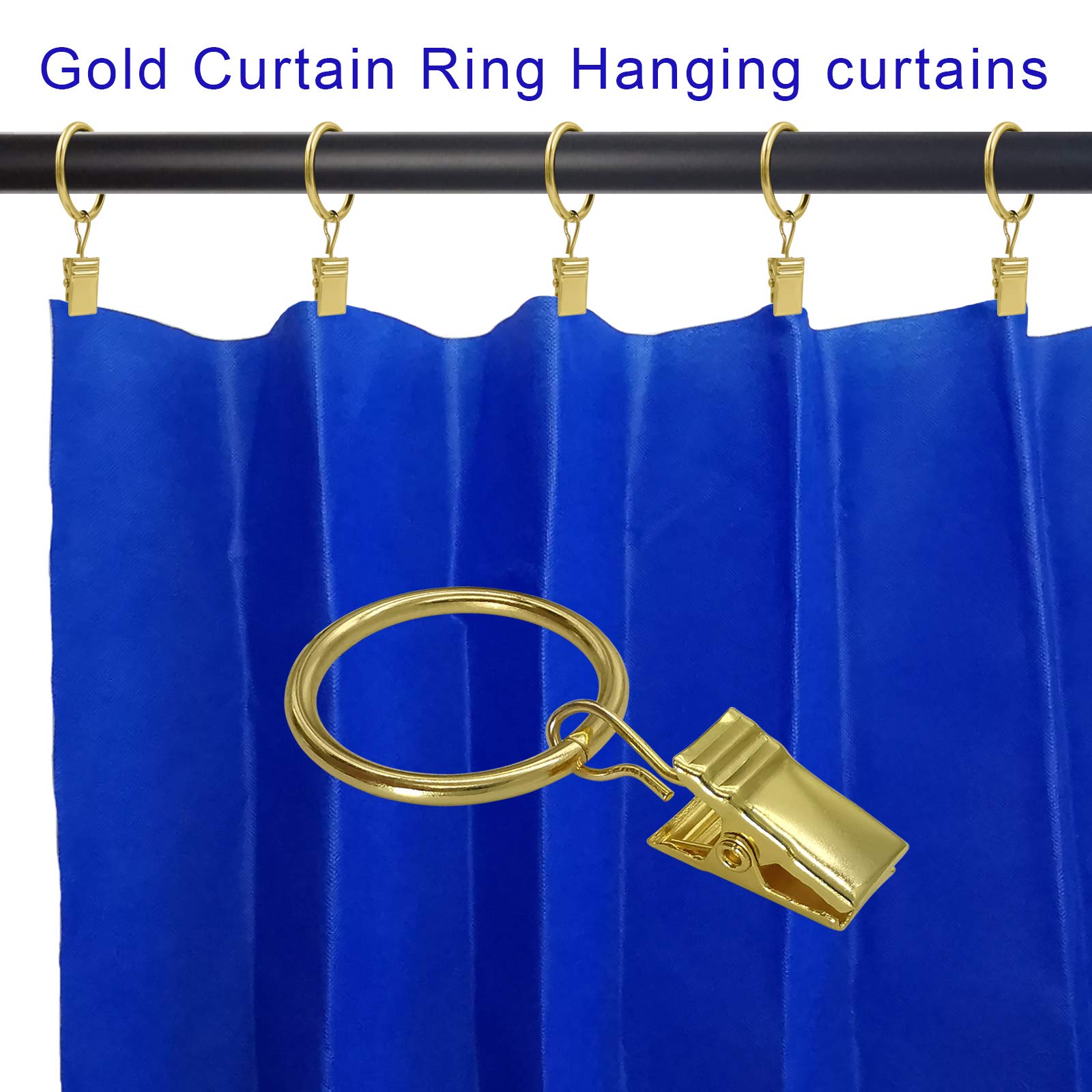 LLPJS Gardinenringe mit Clips, Vorhanghaken, Vorhang-Clip, mit Ring, perfekt für Dekoration, Vorhänge, Stoffschleifen, Kappen, Aufhänger oder andere Displays, Ringe 2,5 cm, 44 Stück