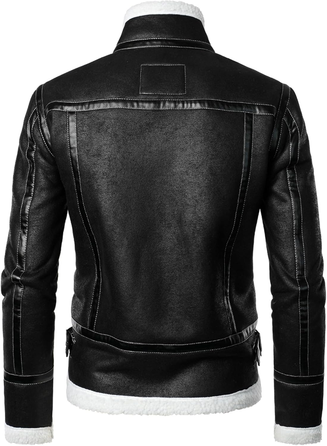 JEShifangjiusu Men Sherpa Lined Leather Jacket Big And Tall Faux Suede Winter Coat Vintage Style Bomber Flying Jacket