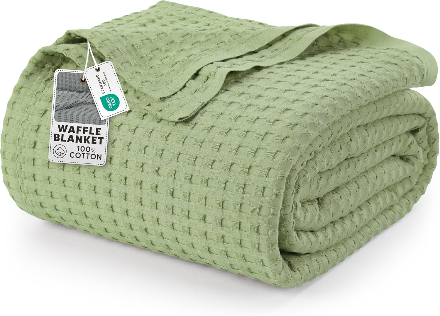Utopia Bedding Cotton Waffle Blanket 300 GSM (Sage Green - 228x228 cm) Soft Lightweight Breathable Bed Blanket Big Size Layering Any Bed for All Season โ image 1