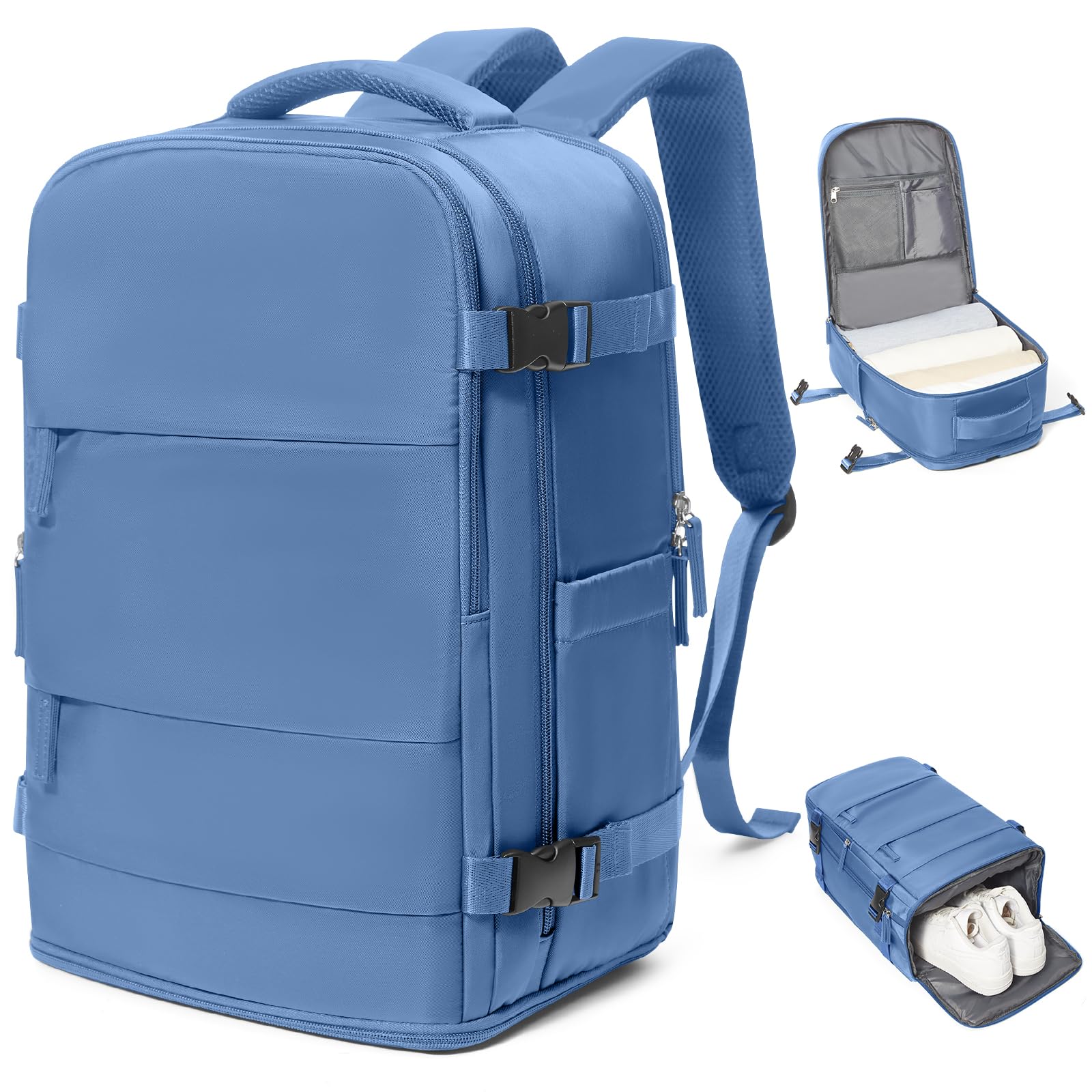 coowoz Travel Backpack for Women Man Carry On Backpack Mochila de Viaje Waterproof Teacher Personal Item Backpack Travel Bag Essentials Rucksack Airplane Accessories Must Haves Sky Blue Small 20l Sky Blue