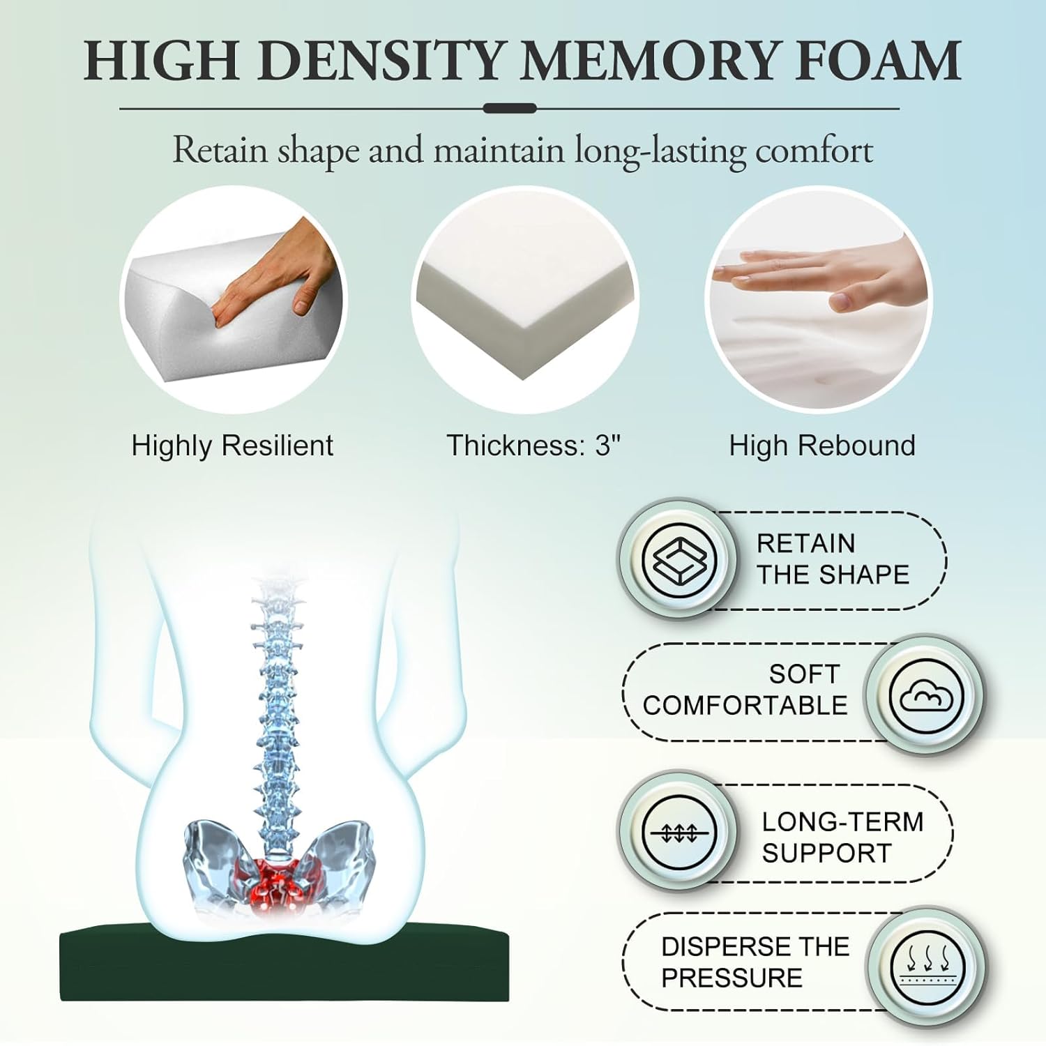 Wellsin Outdoor Chair Cushions for Patio Furniture, 3-Year Color Fastness Patio Chair Cushions Set of 4, Water Resistant Round Corner Outdoor Seat Cushions 17"X16"X2", Forest Green